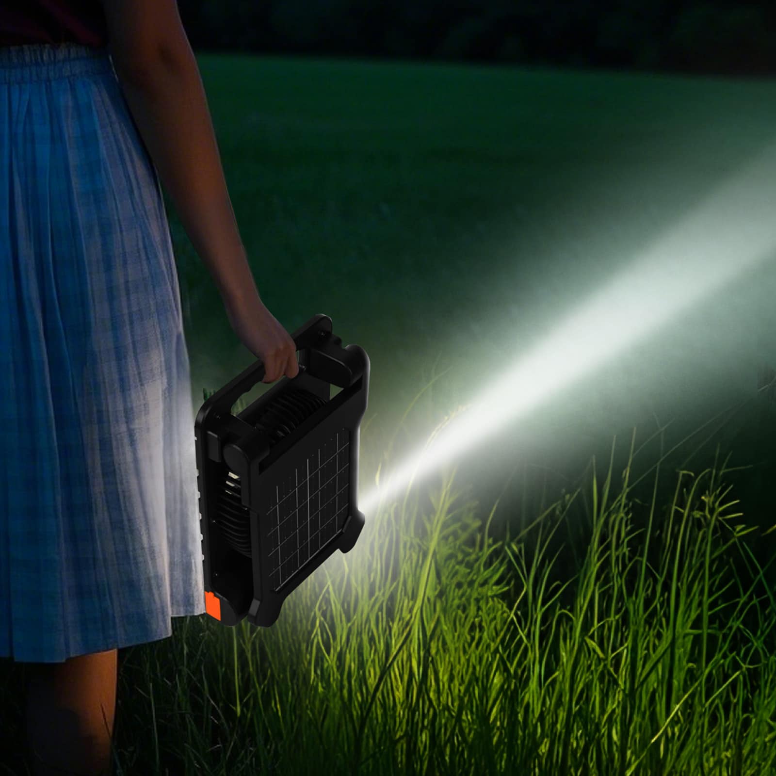 Portable Solar Fan With Led Lantern And Rechargeable Battery_voghion.com